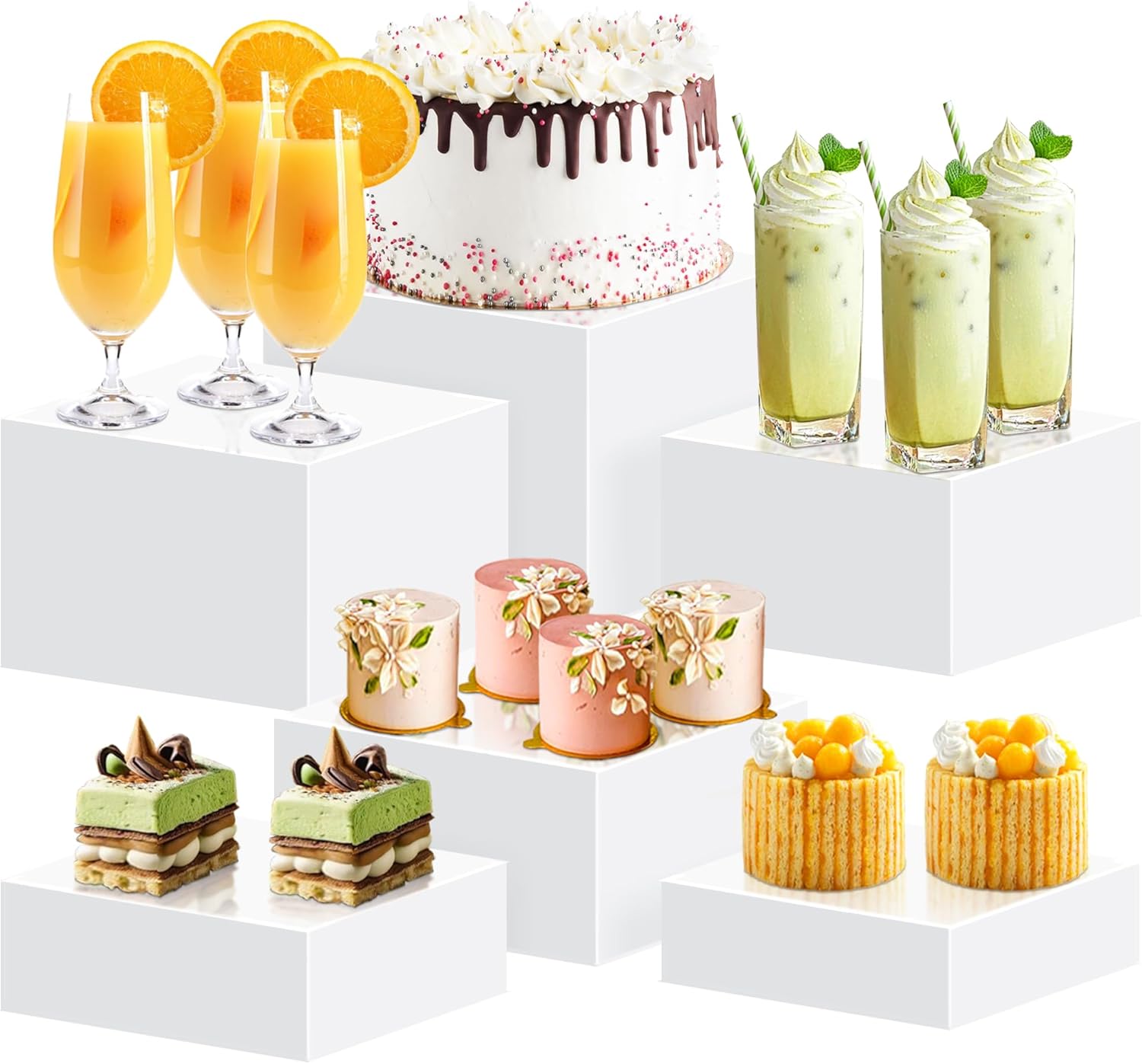Display Risers Set - 6-Piece Acrylic Display Risers Set, Hollow