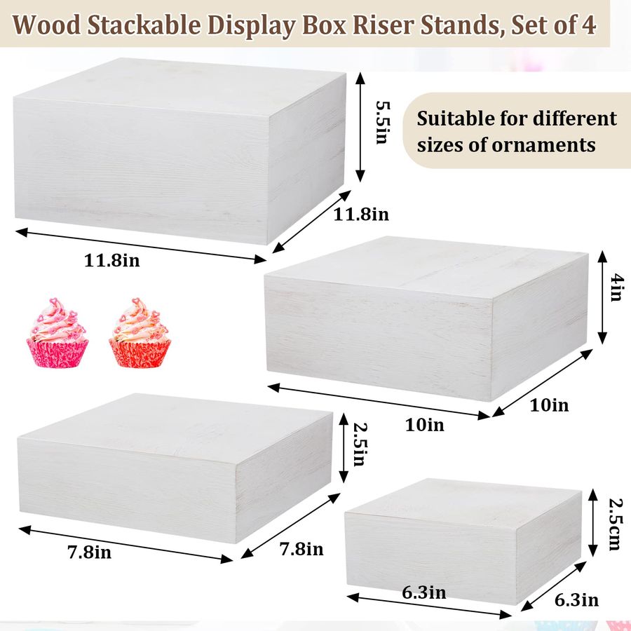 Set of 4 Large Wood Display Ri - огляд і ціна Display Risers Set