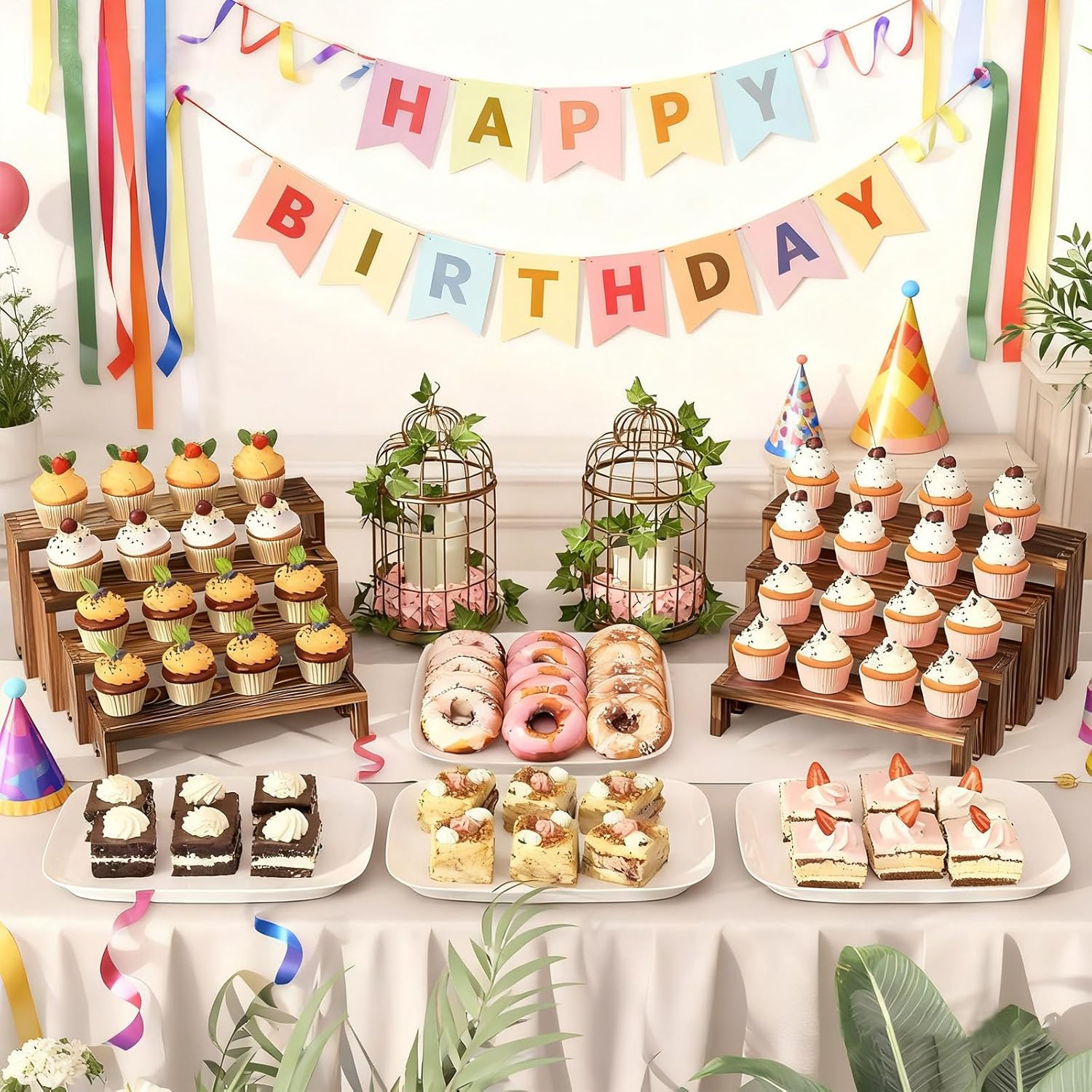 2 Tier Wooden Cupcake Stand Se - огляд і ціна Display Risers Set