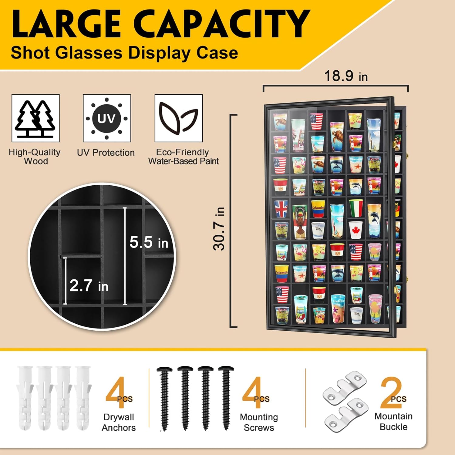 Large 61-Slot Shot Glass Displ - огляд і ціна Display Case Acrylic