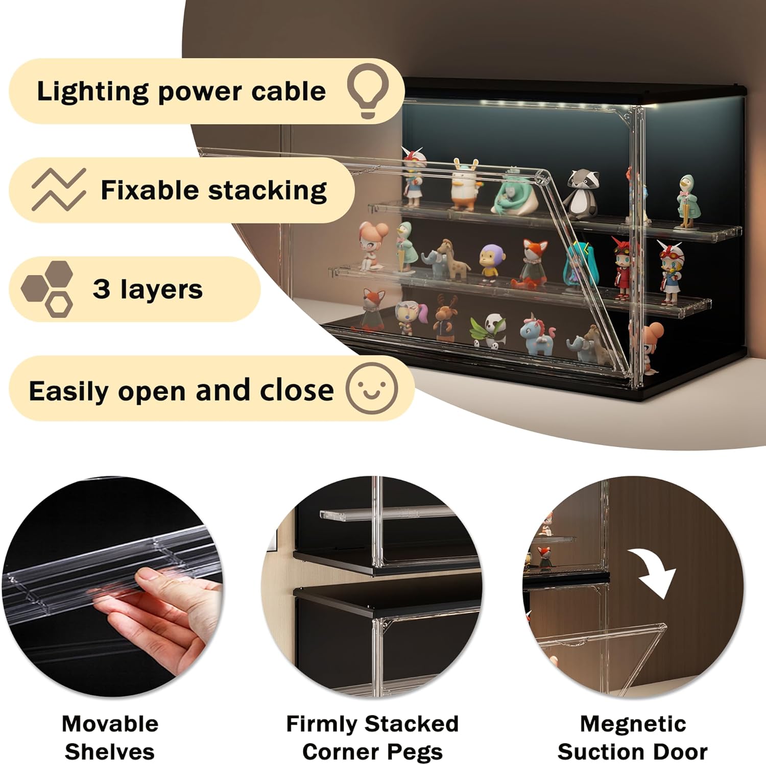 3-Tier Stackable LED Display C - огляд і ціна Display Case Acrylic